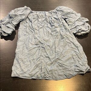 Zara Woman Denim Mini Dress with Ruffle sleeves